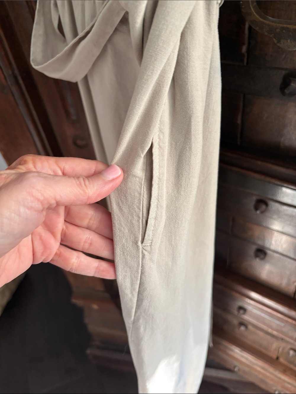 cloth & stone Light Beige Wide-Leg Jumpsuit with Self-Tie Belt - Picture 2 of 3